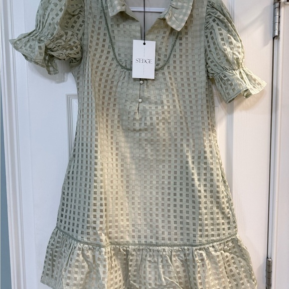 S’Edge Light Green Checkered Dress - Picture 2 of 9